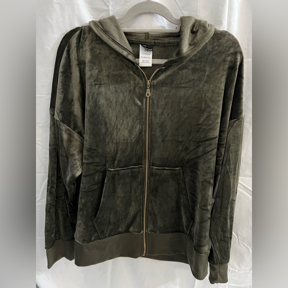 Felina Velouz Olive Velvet Zip Hoodie and Jogger Set #180
